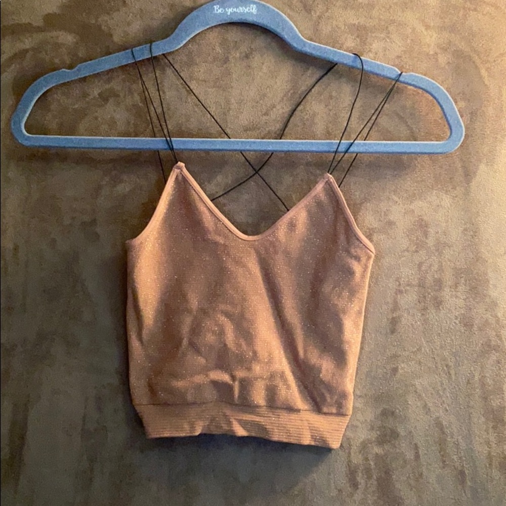 Nikibiki tan/brown sparkly crop top
